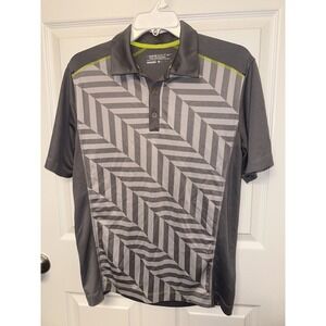 Nike Polo Mens Gray Dri Fit Tour Gray Design Performance Golf Swoosh Shirt Small